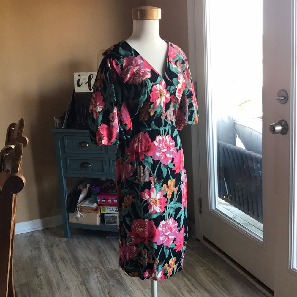 Vintage Barbara Barbara 6 Dress Floral black pink